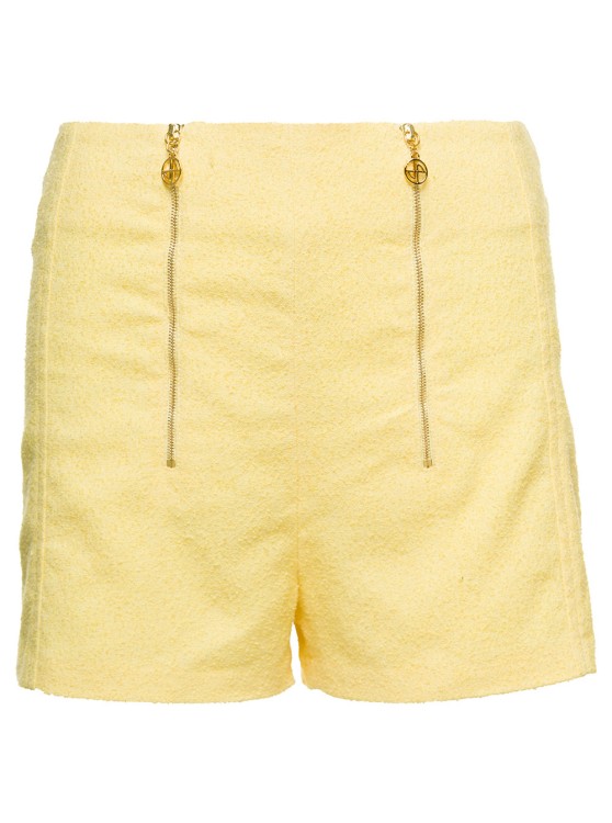 Shop Patou Yellow Tailored Shorts With Double Zip In Cotton Blend