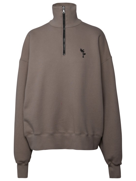 Shop Palm Angels Beige Cotton Sweatshirt In Grey