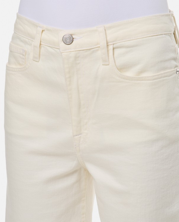 Shop Frame Le Jane Wide Leg Denim Pants In White
