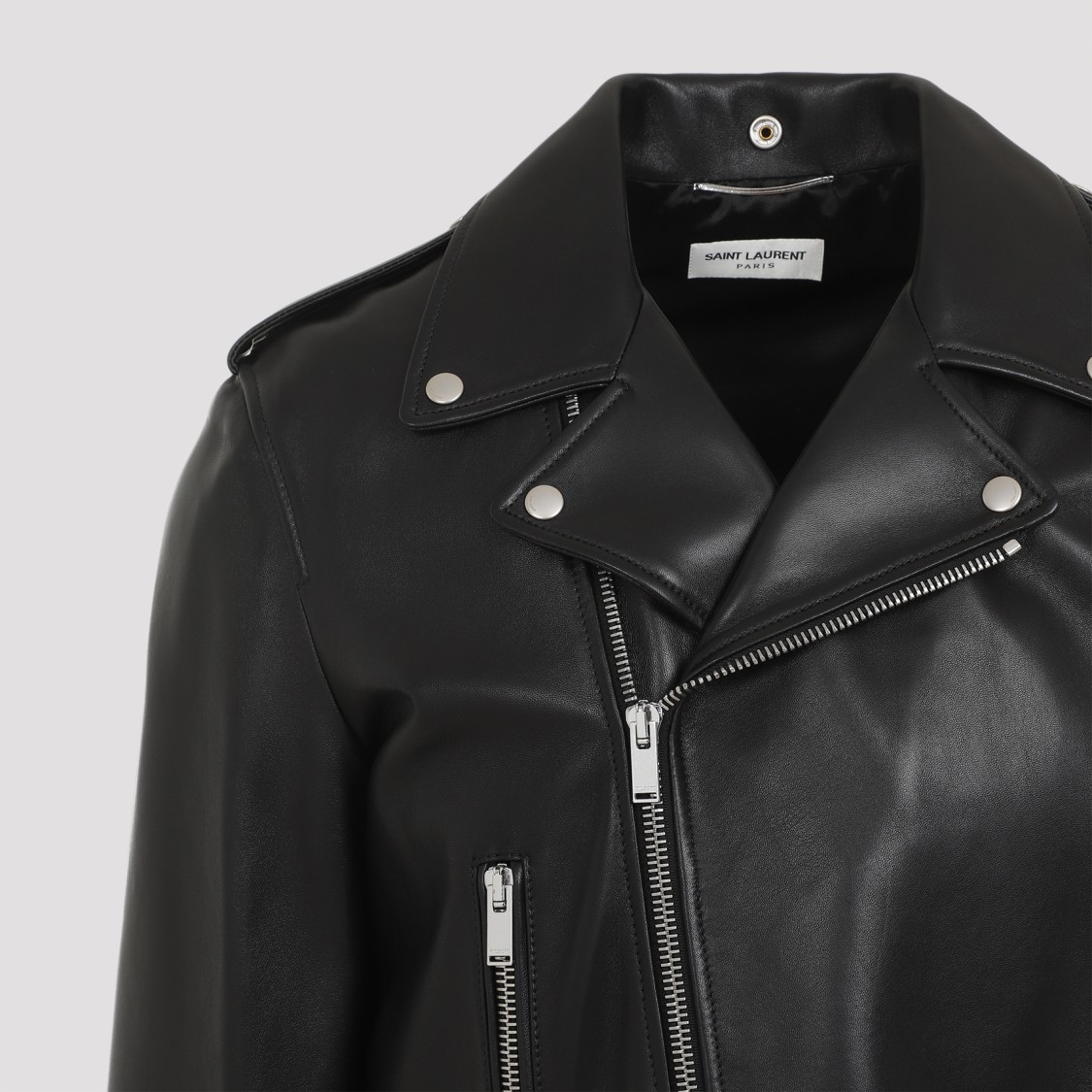 SAINT LAURENT SAINT LAURENT BLACK LAMB LEATHER CLASSIC BIKER JACKET 