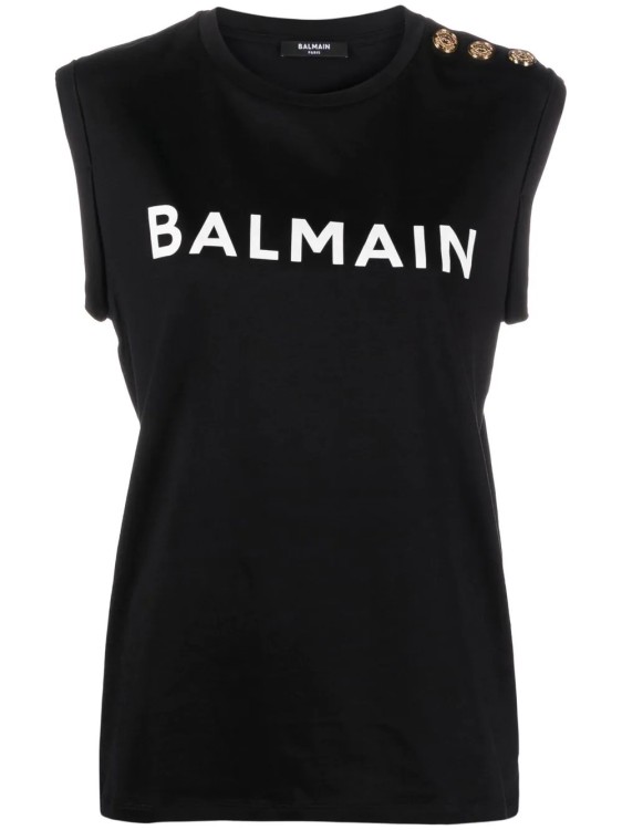 Shop Balmain Black Sleeveless T-shirt