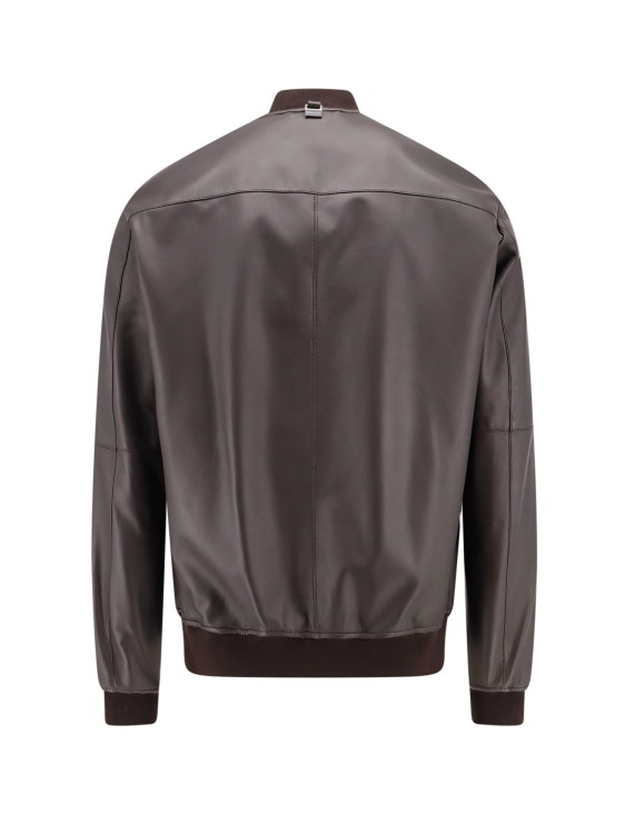 Shop Corneliani Leather Jacket In Brown