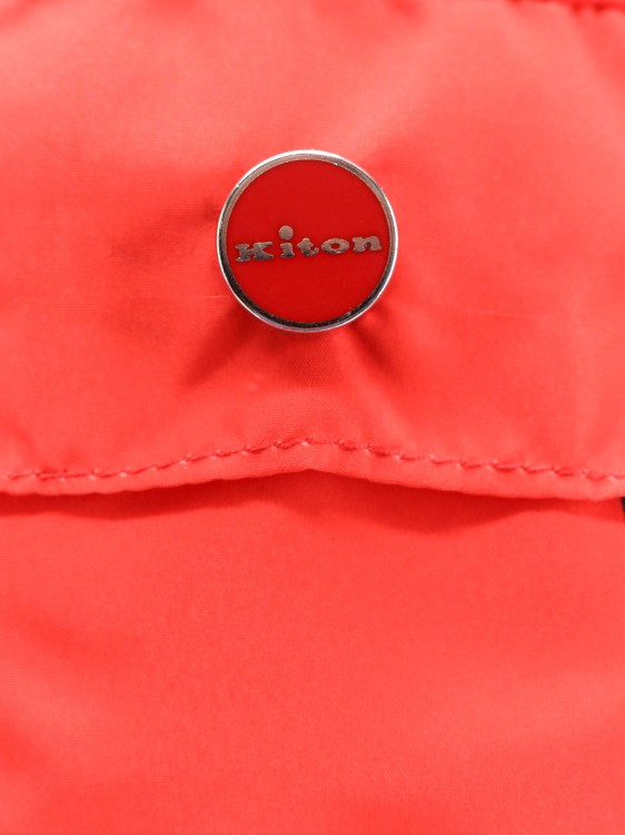Shop Kiton Nylon Swim Trunk With All-over Logo In Red