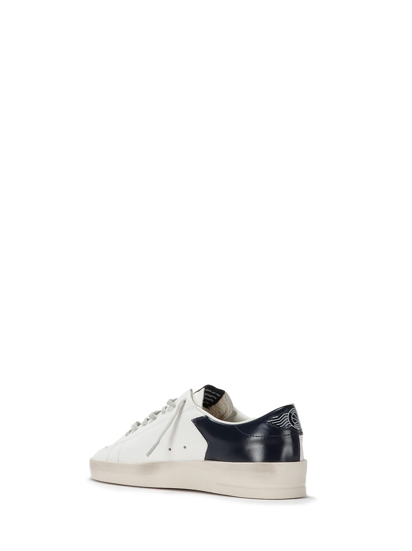 Golden Goose Stardan Sneakers With Ice-gray Suede Star And Glossy Black Leather Heel Tab In White