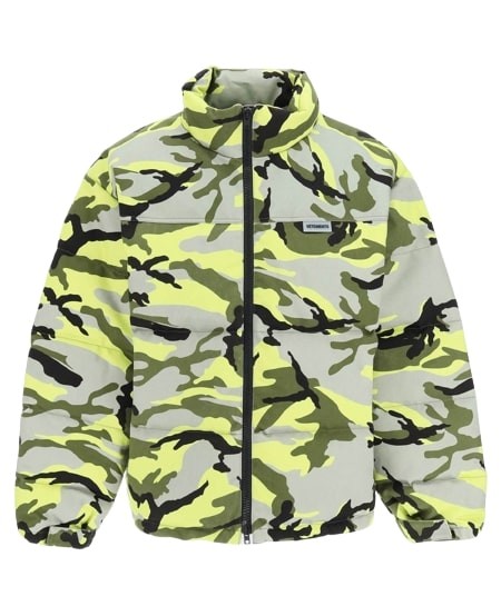 Vetements Neon Camouflage Print Tech Down Jacket In Grey