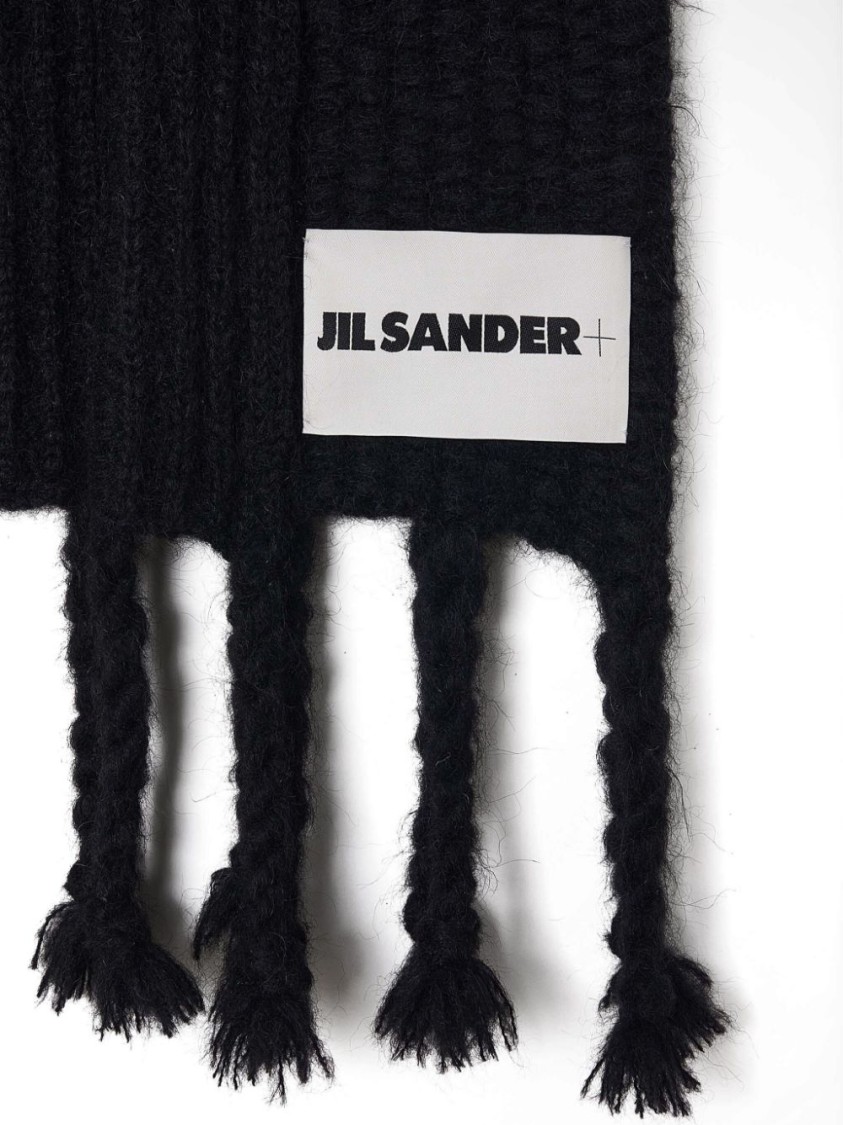 Jil Sander Fringed Brushed Scarf In Black