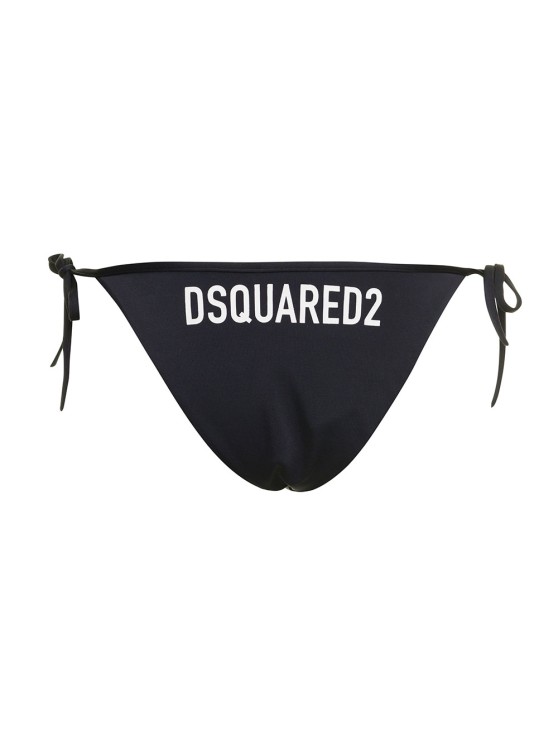 Dsquared2 Black Swim Bikini Bottom With Lettering In Nylon Stretch
