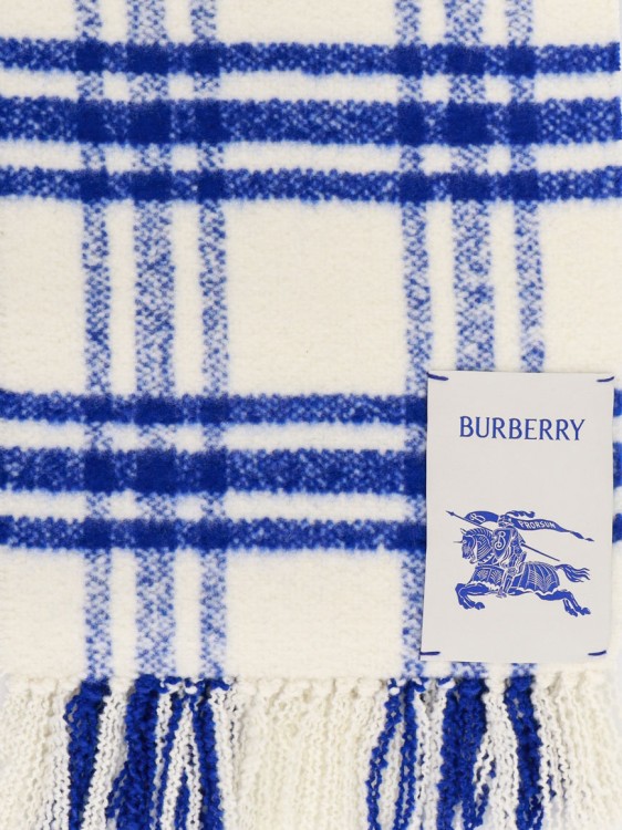 Shop Burberry Wool Scarf In Blue