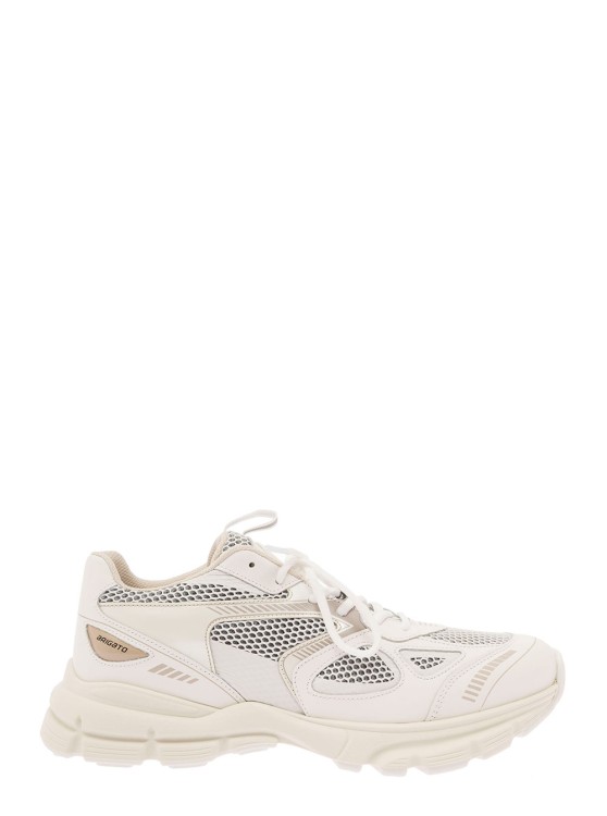 Axel Arigato Marathon Runner White Low Top Trainers With Reflective Details In Leather Blend Man In Neutrals