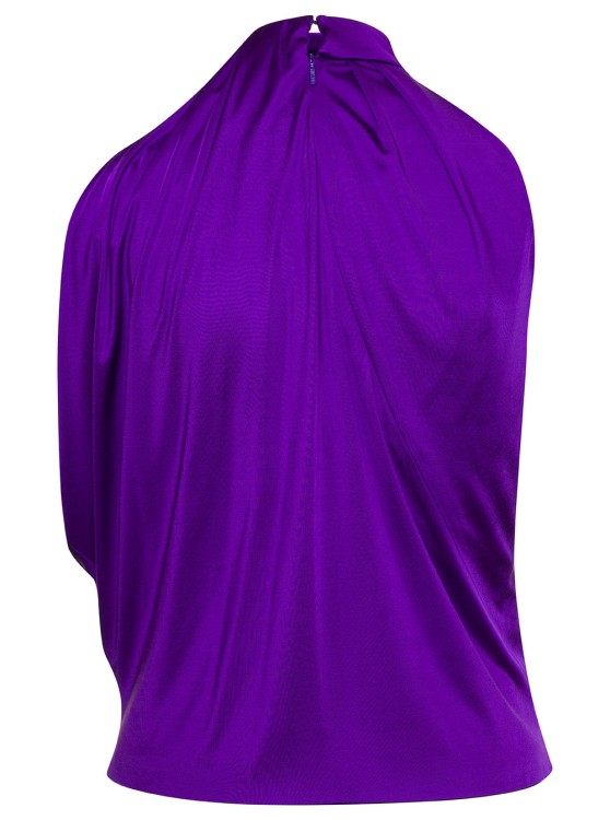 Shop Versace Purple Halterneck Top With Diagonal Cut-out In Viscose
