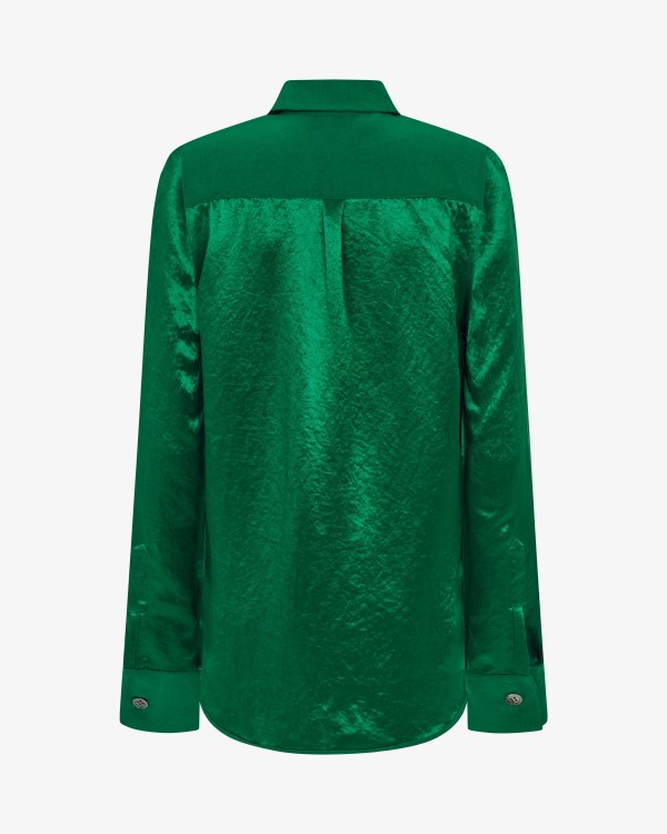 Shop Serena Bute Satin Inside Out Shirt - Green