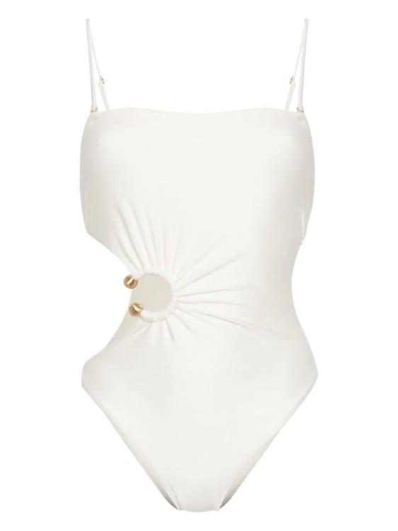 Shop Cult Gaia Alta Cut-out Ecru Swimsuit In White