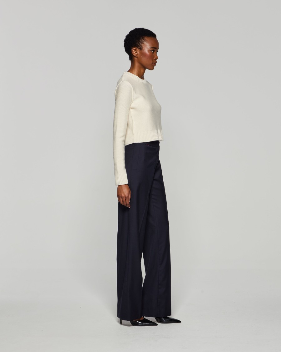 Serena Bute Wool Tapered Trouser - Navy In Blue