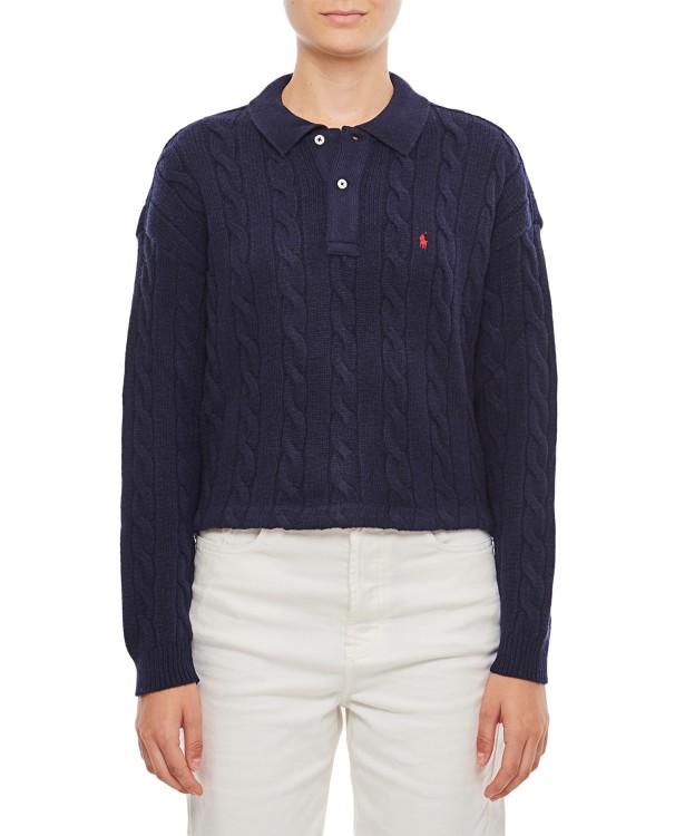 Polo Ralph Lauren Long Sleeve Knit Polo Shirt In Blue