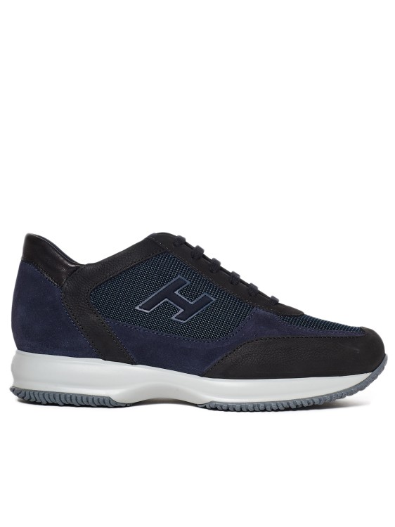 Hogan Blue Suede And Technical Fabric Interactive Sneakers