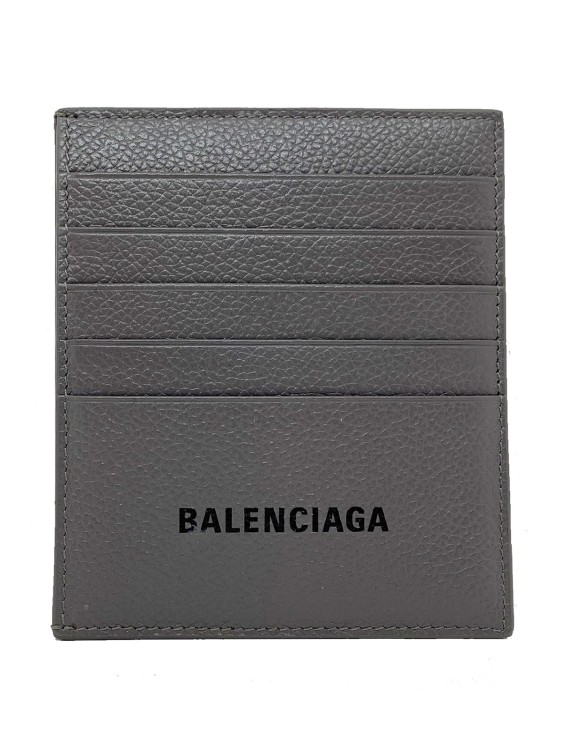 Balenciaga Logo Card Holder In Grey