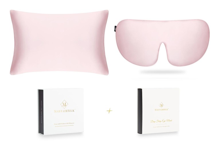 Mayfairsilk Precious Pink Pillowcase + Deep Sleep Eye Mask Gift Set