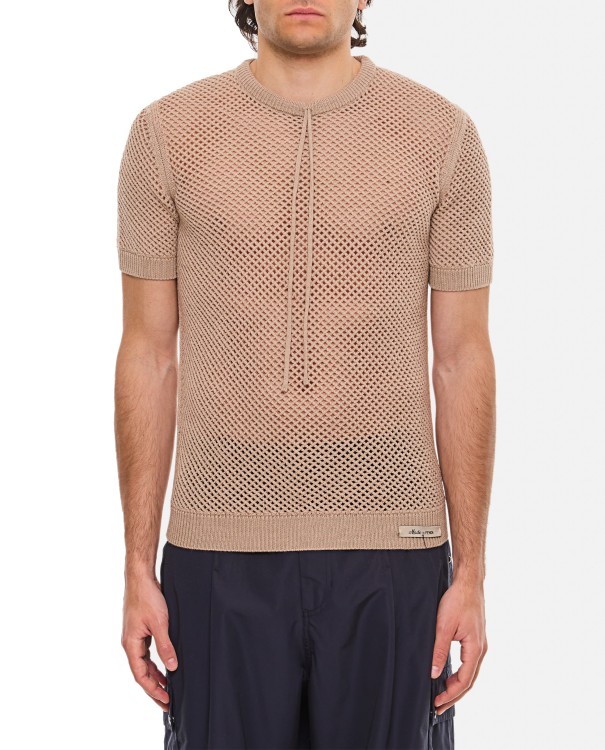 Shop Fendi Herb Dyed Knit T-shirt In Pink