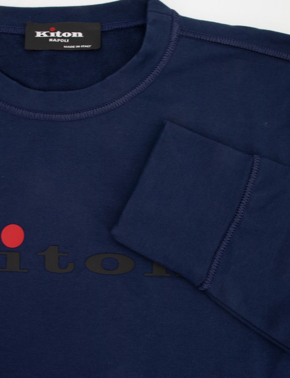 Shop Kiton Blue Crew Neck Sweatshirt