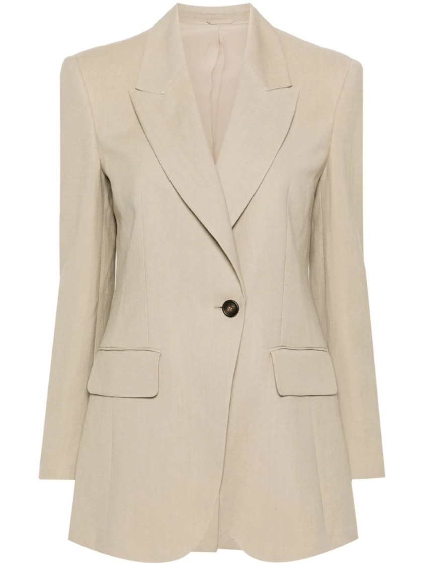 Brunello Cucinelli Peak-lapels Knitted Blazer In Neutrals