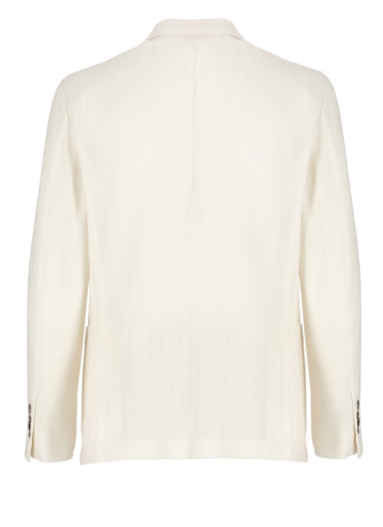 Shop Lardini Double Breasted Cotton Jacket In White
