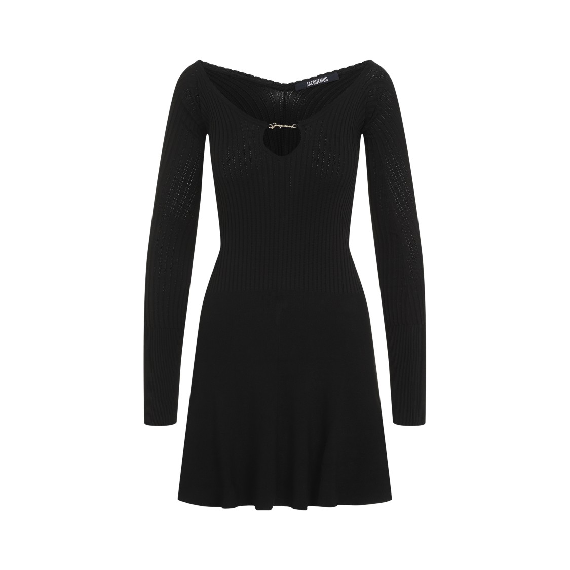 Jacquemus Womens Black Logo-plaque Slim-fit Knitted Mini Dress In Black