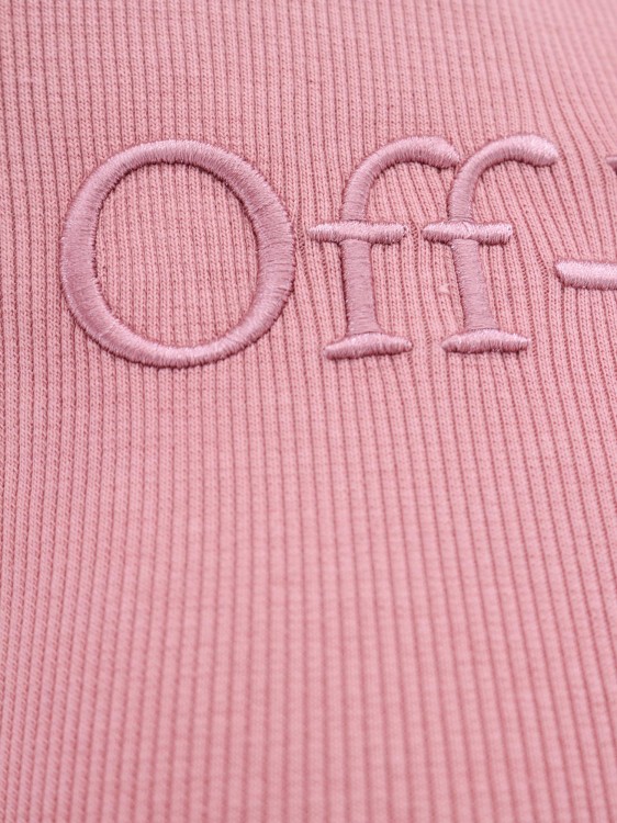 Shop Off-white Pink Ribbed Cotton Dress
