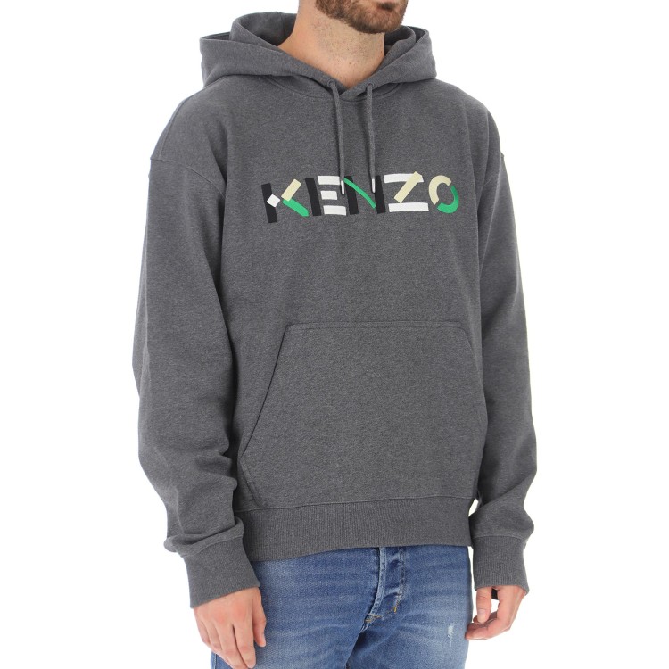 Shop Kenzo Logo Hooded Sweatshirt In Grey