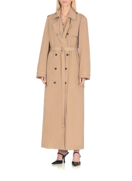 Shop Dries Van Noten Beige Cotton Blend Double Breasted Raincoat In Brown