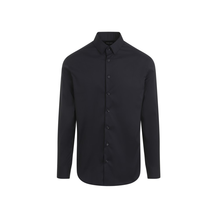 Giorgio Armani Long-sleeved Button-up Shirt In Blue