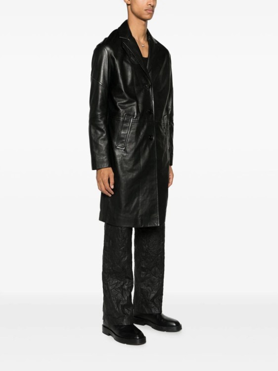 Shop Zadig & Voltaire Macari Buttoned Leather Coat In Black