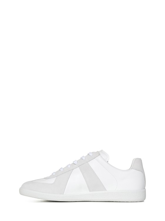Shop Maison Margiela Ivory Calf Leather And Suede Replica Sneakers In White