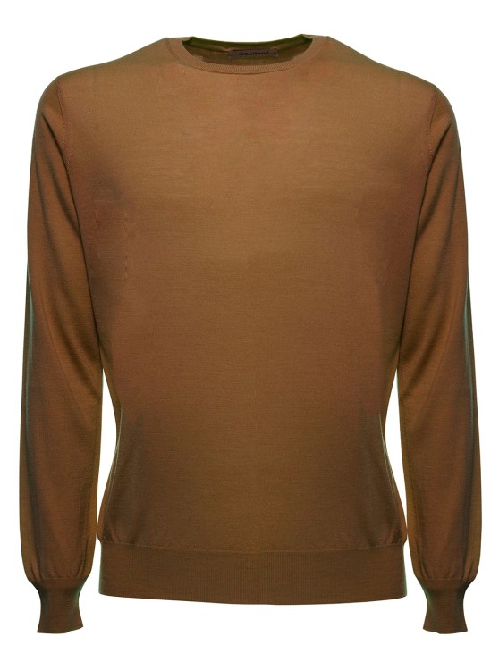 Gaudenzi Long-sleeved Camel-colored Cashmere Sweater In Brown