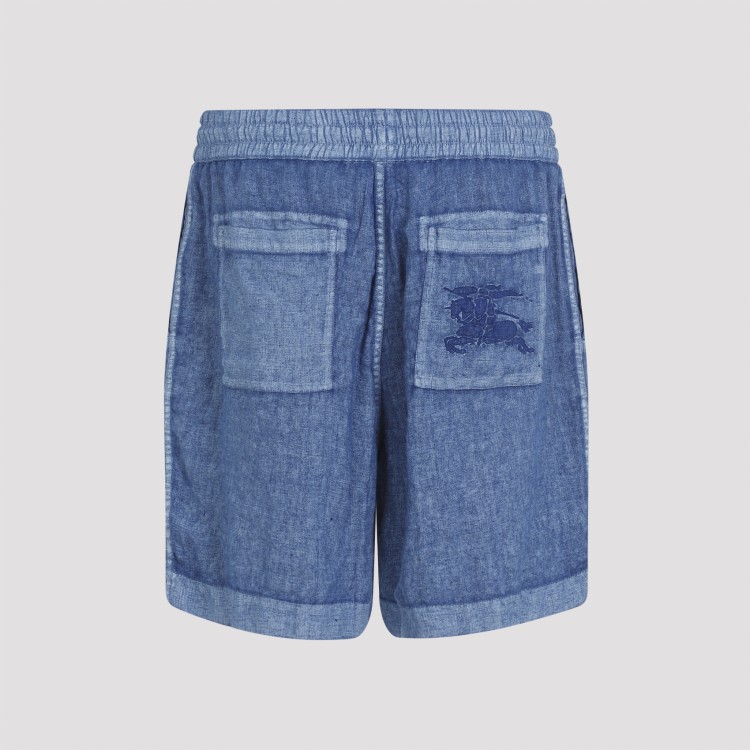 Burberry Linen Shorts With Drawstrings In Blue