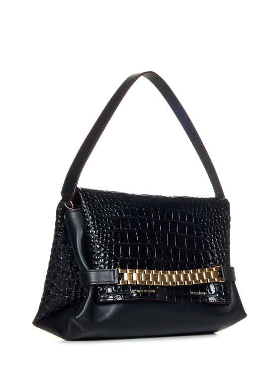 Shop Victoria Beckham Black Crocodile Embossed Leather Bag