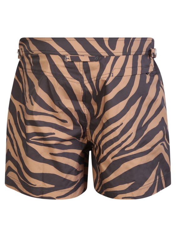 Shop Tom Ford Zebra Print Swim Shorts In Neutrals