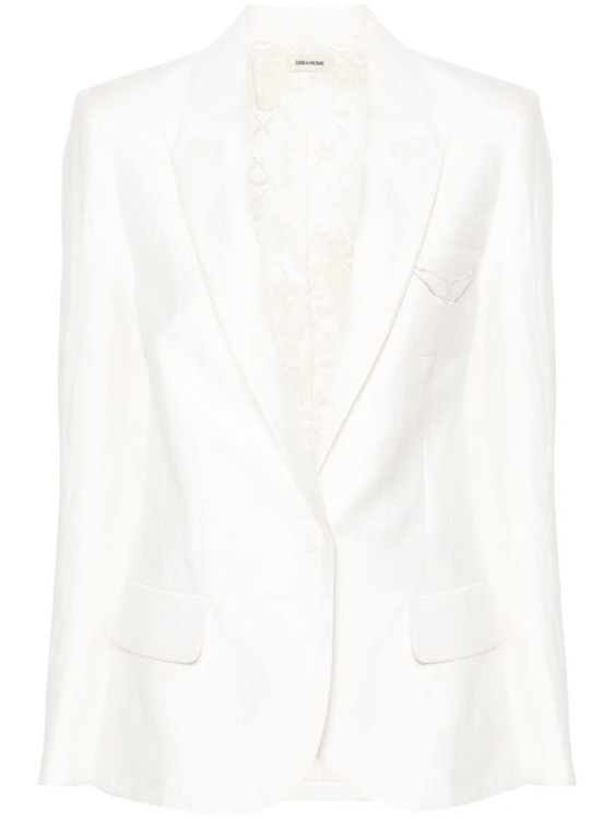 Shop Zadig & Voltaire Vow Single-breasted Crinkled Blazer In White