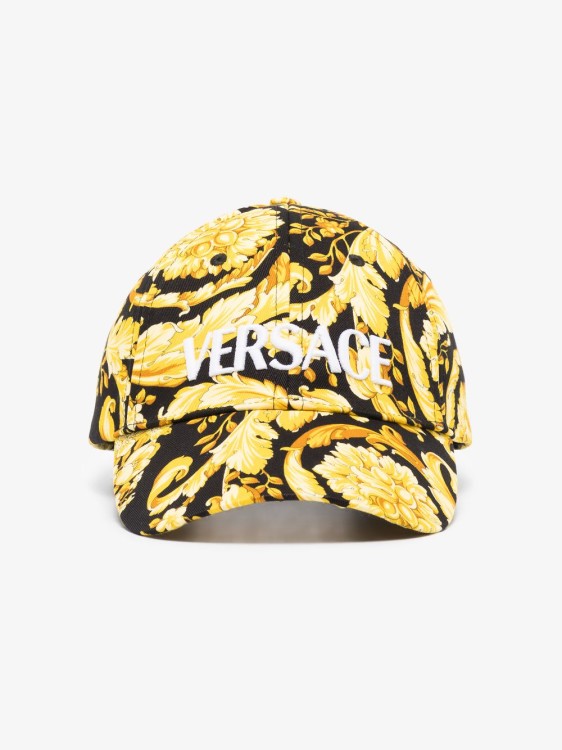Shop Versace Barocco Pattern-print Cap In Yellow