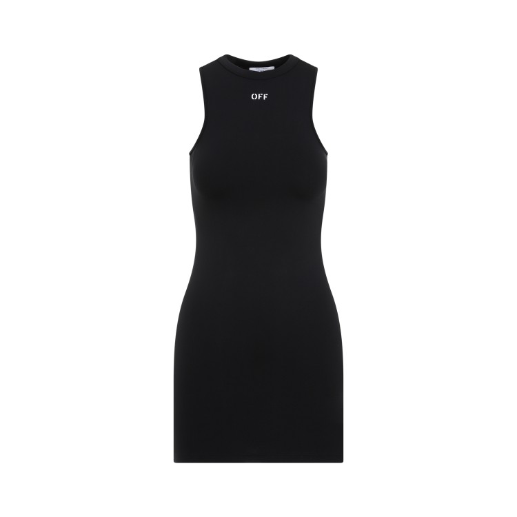 Shop Off-white Sleek Rowing Black White Polyamide Dress