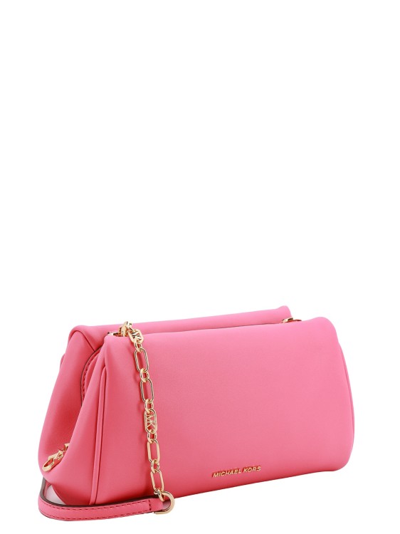 Shop Michael Kors Leather Shoulder Bag With Frontal Metal Logo In Pink