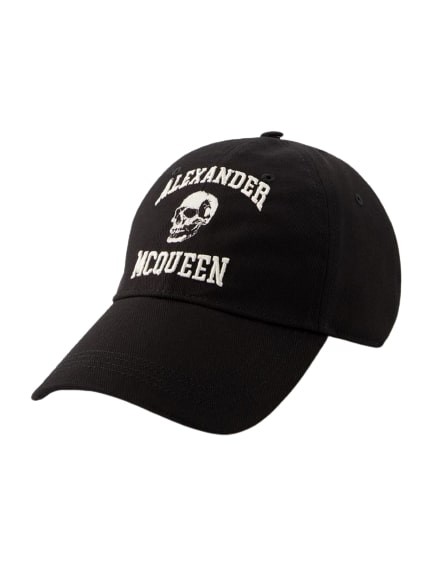 Alexander Mcqueen Varsity Skull Cap - Cotton - Black/ivory