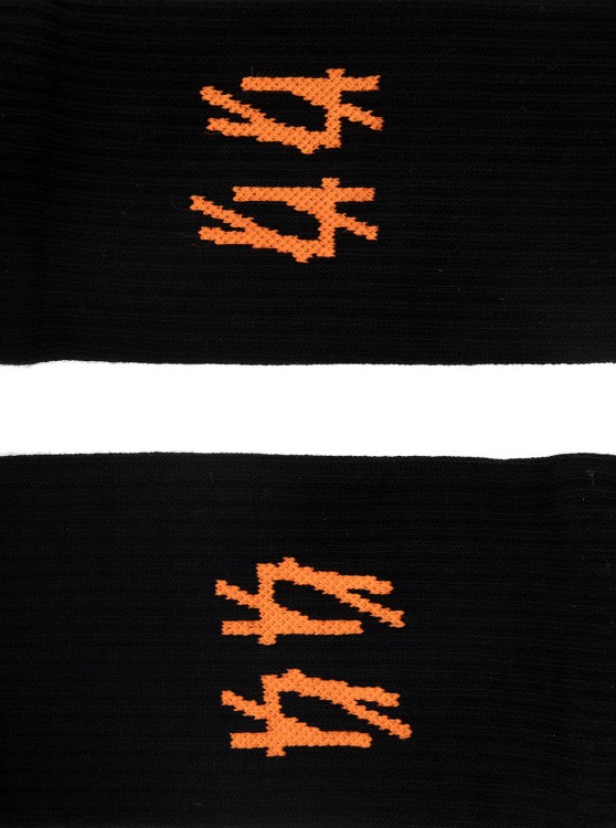 Shop 44 Label Group Black Socks With Contrasting Logo Detail In Cotton Blend