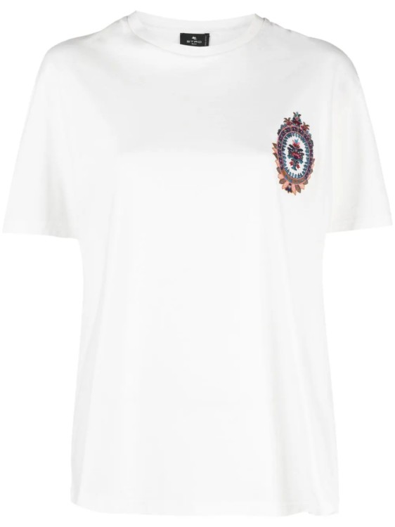 Shop Etro Embroidered T -shirt Crest White