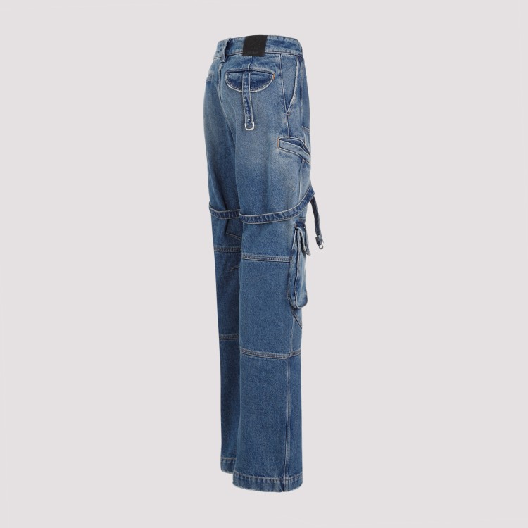 Shop Off-white Vintage Blue Cotton Cargo Over Pants