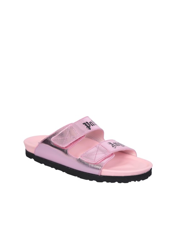 Shop Palm Angels Pink Sandal With Metalized Effect