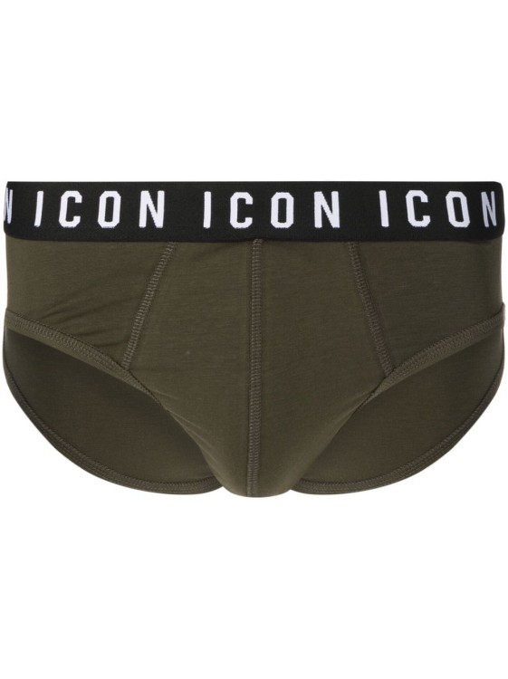 Shop Dsquared2 Icon-waistband Briefs In Green