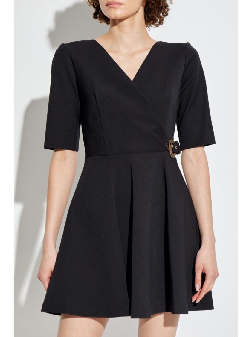 Versace Jeans Couture Logo-buckle Mini Dress In Black