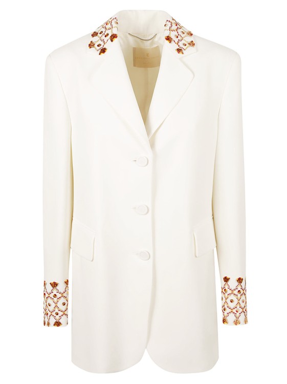 Shop Ermanno Scervino Single-breasted Jacket With Embroidery In White