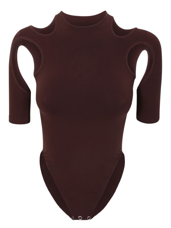 Andreädamo Jersey Bodysuit With Cut-out In Brown