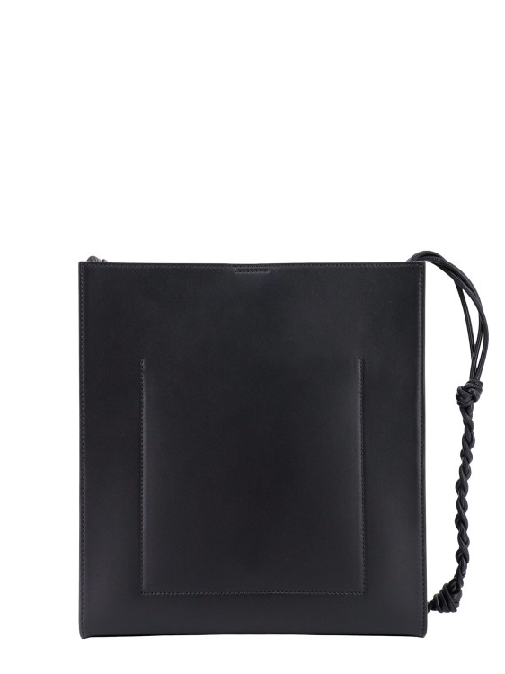 Shop Jil Sander Logo Print Leather Shoulder Bag In Black